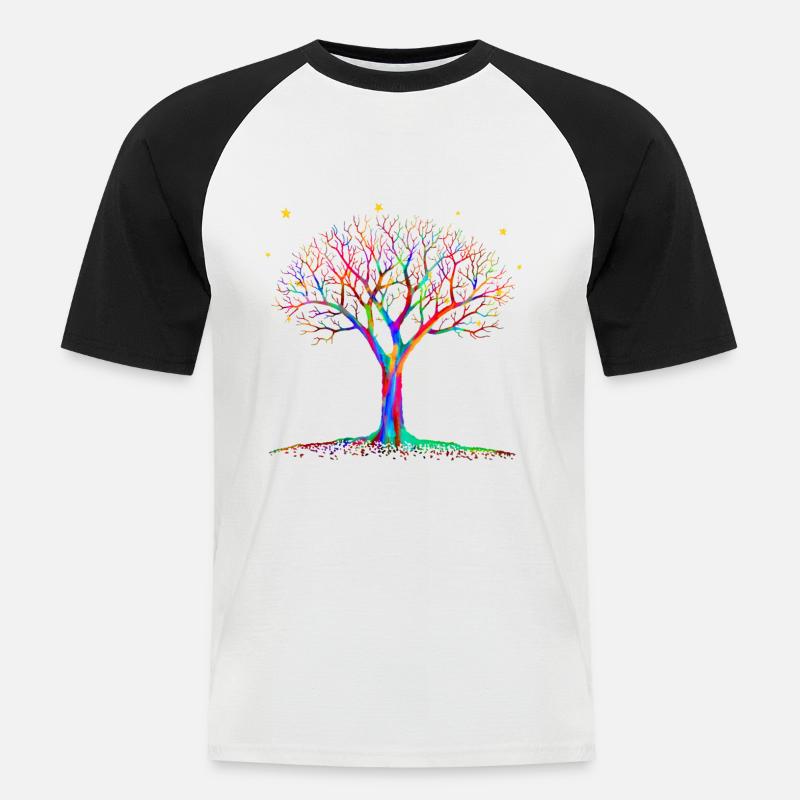 Magischer Baum - Psychedelische Kunst - Männer Baseball-T-Shirt - Weiß/Schwarz