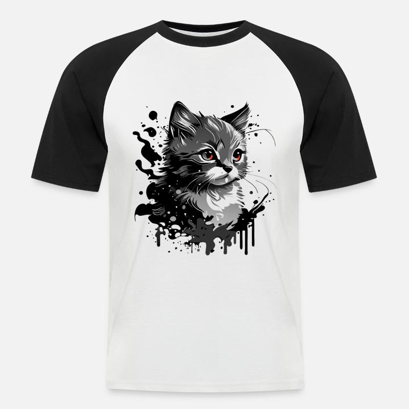 kleines Kätzchen, junge Katze - Männer Baseball-T-Shirt - Weiß/Schwarz