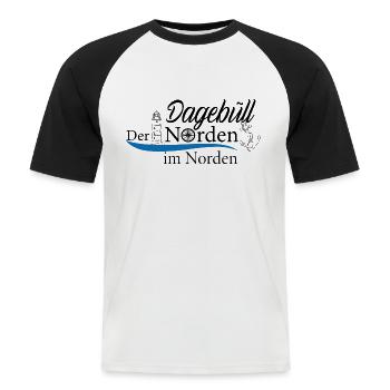 Dagebüll - Der Norden im Norden - Männer Baseball-T-Shirt - Weiß/Schwarz - Vorne - Nik (191cm)