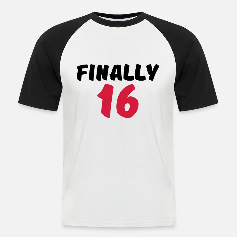 Finally 16 - Männer Baseball-T-Shirt - Weiß/Schwarz