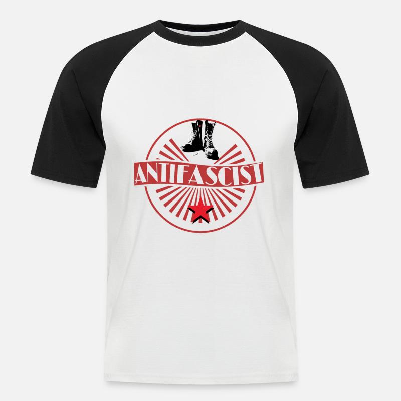 antifa - Kortärmad basebolltröja herr - vit/svart
