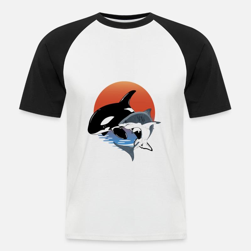 Orca - Männer Baseball-T-Shirt - Weiß/Schwarz