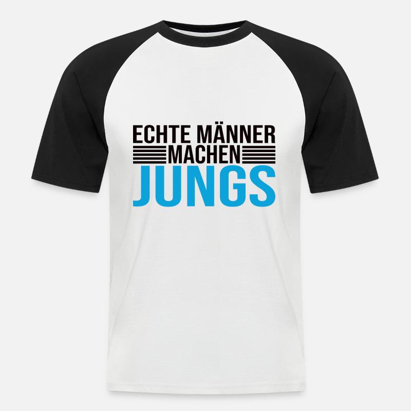Echte Männer Machen Jungs - Männer Baseball-T-Shirt - Weiß/Schwarz