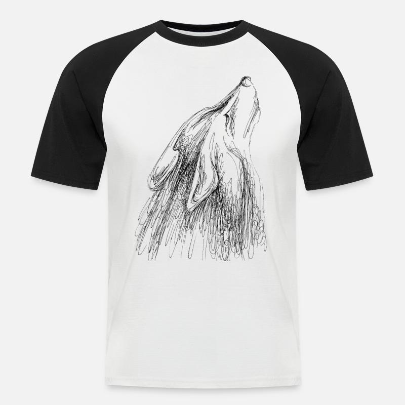 Heulender Wolf - Männer Baseball-T-Shirt - Weiß/Schwarz