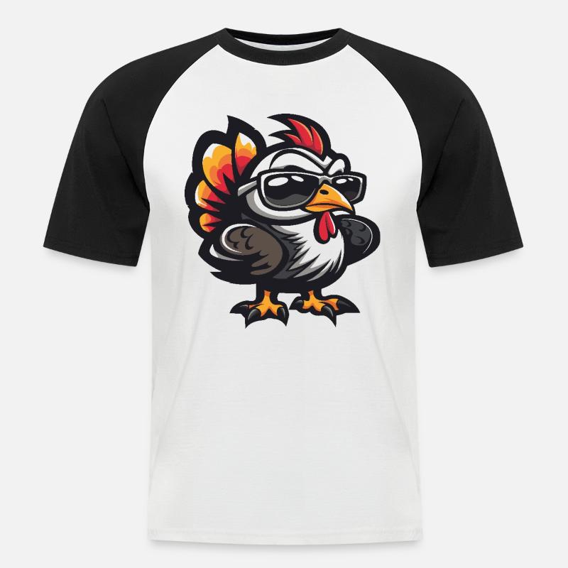 Truthahn Cool Comic - Männer Baseball-T-Shirt - Weiß/Schwarz