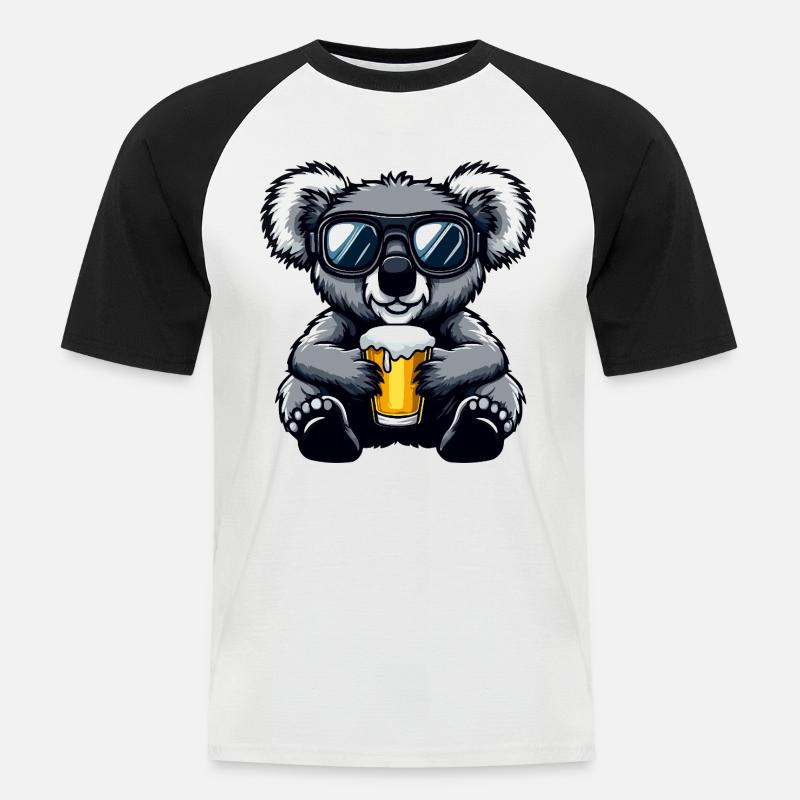 Koala Apres Ski Bier Comic - Männer Baseball-T-Shirt - Weiß/Schwarz