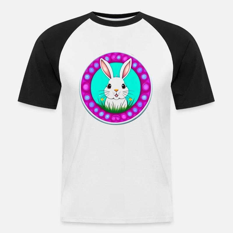 White Easter Flower Meadow - T-shirt baseball manches courtes Homme - blanc/noir