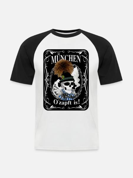 O´zapft is! - Männer Baseball-T-Shirt - Weiß/Schwarz
