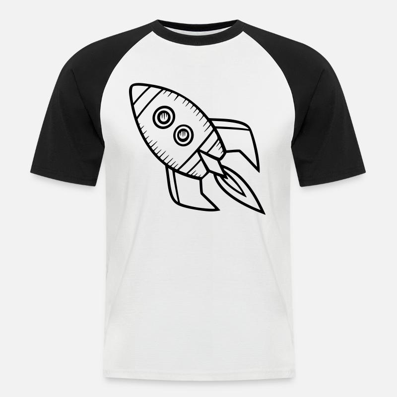 Raumschiff Rakete - Männer Baseball-T-Shirt - Weiß/Schwarz