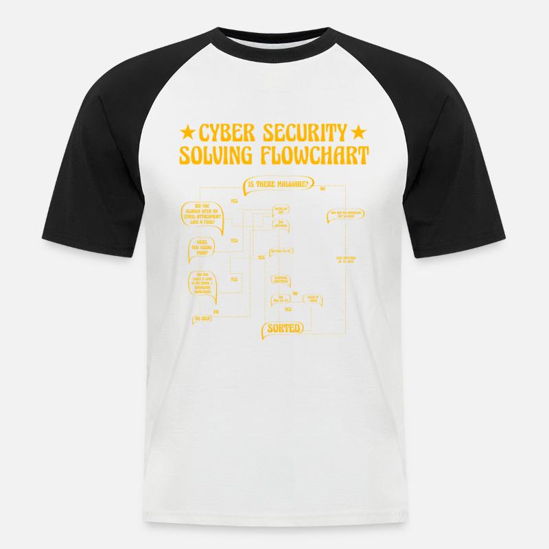 Cyber Security Solving Flowchart - Men's Baseball T-Shirt - white/black
