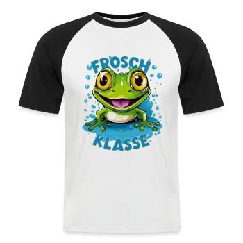 Cartoon Froschklasse Grundschule Klassentier - Männer Baseball-T-Shirt - Weiß/Schwarz - Vorne - Nik (191cm)