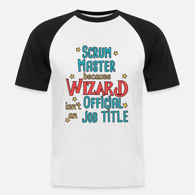 Scrum Master Wizard - Männer Baseball-T-Shirt - Weiß/Schwarz