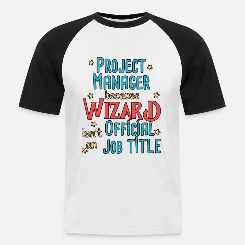 Project Manager Wizard - Männer Baseball-T-Shirt - Weiß/Schwarz