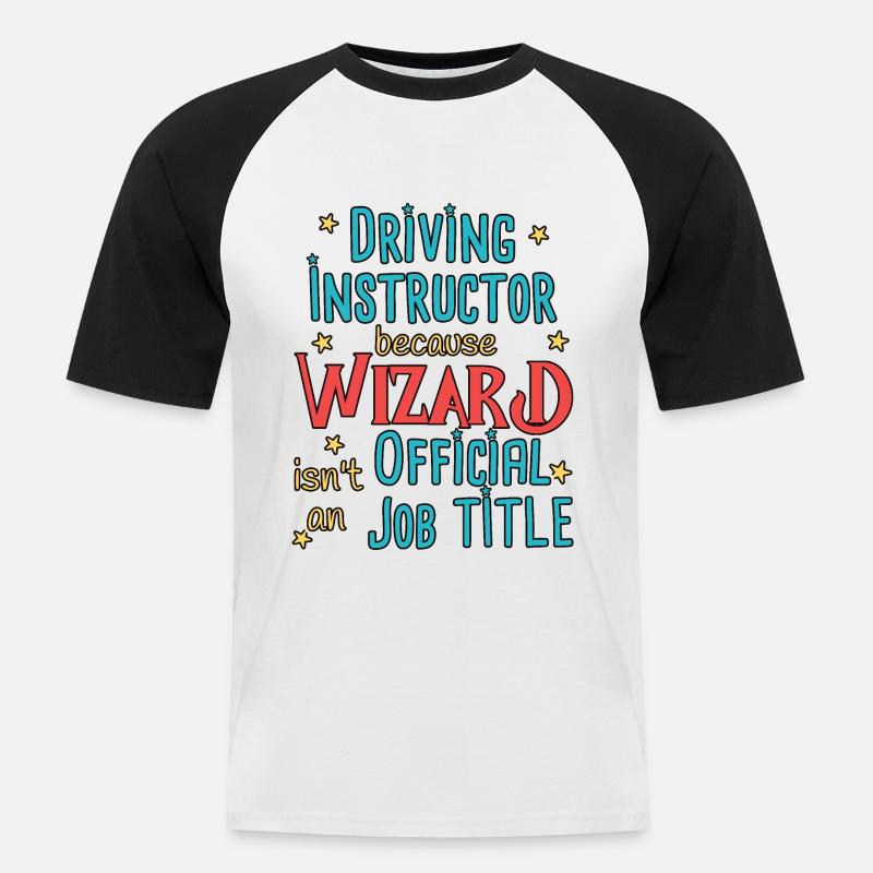 Driving Instructor Wizard Fahrschule - Männer Baseball-T-Shirt - Weiß/Schwarz