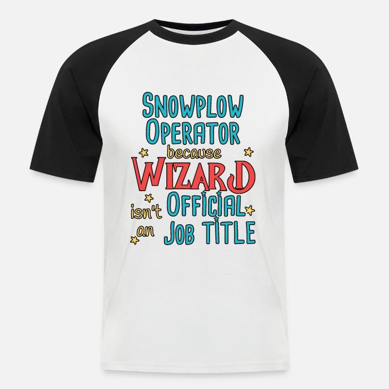 Snowplow Operator Wizard Schneepflugfahrer - Men's Baseball T-Shirt - white/black