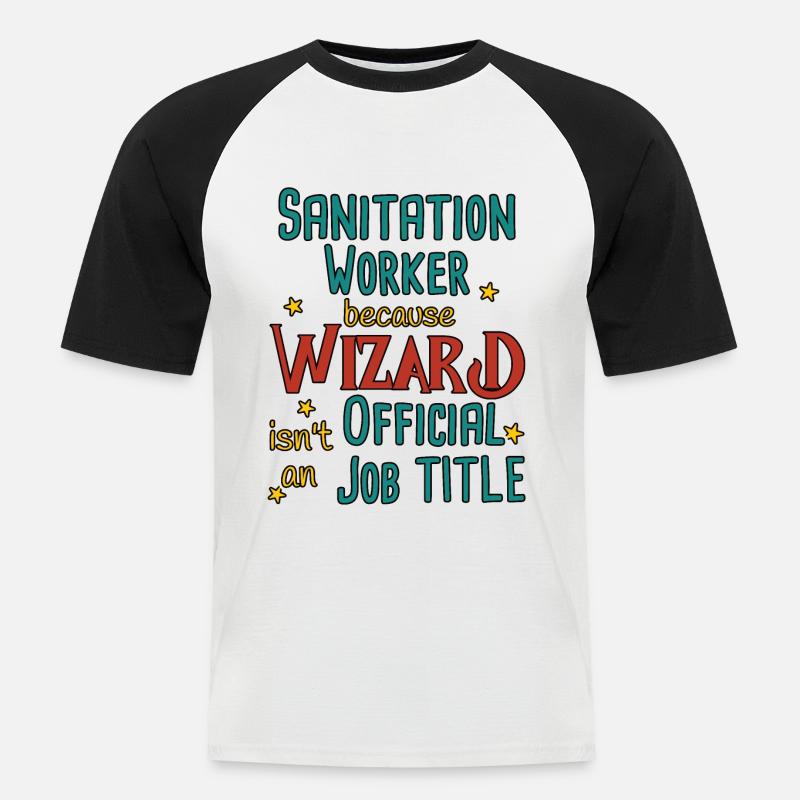 Sanitation worker Wizard - Männer Baseball-T-Shirt - Weiß/Schwarz