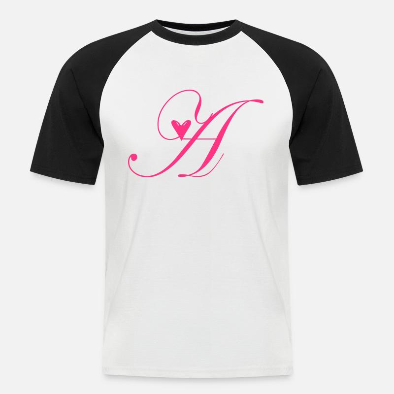 Monogramma A Cuore Vite - Maglia da baseball a manica corta da uomo - bianco/nero