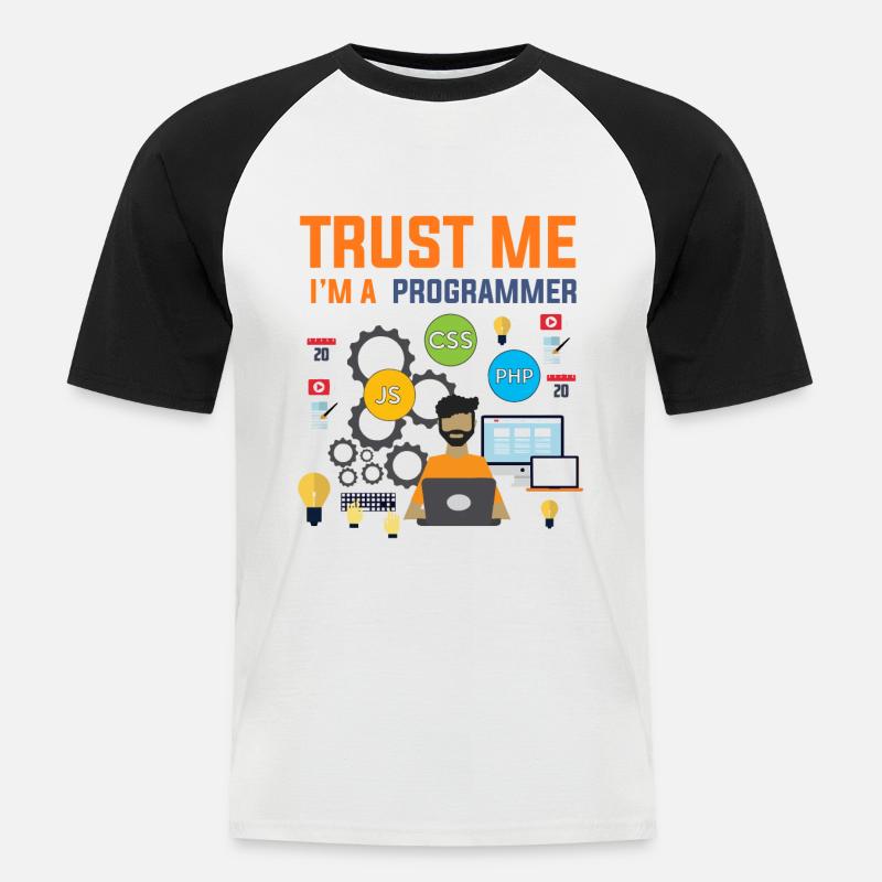 Programmer developer computer scientist gift - Men's Baseball T-Shirt - white/black