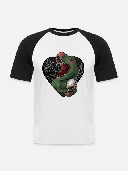 T-Rex und Karamell Frappe Print - Männer Baseball-T-Shirt - Weiß/Schwarz