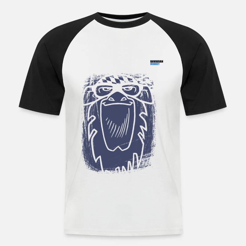 Bavarian Monkey Scratch - Männer Baseball-T-Shirt - Weiß/Schwarz