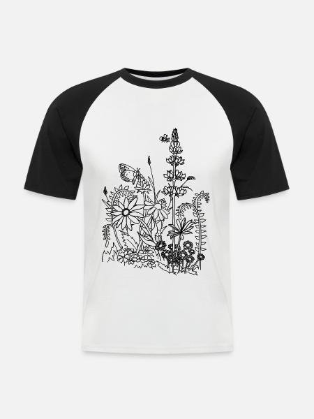 Gartenblumen - Männer Baseball-T-Shirt - Weiß/Schwarz