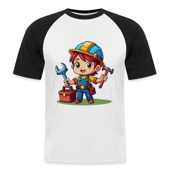 Petit Artisan - T-shirt baseball manches courtes Homme - blanc/noir - Devant - Nik (191cm)