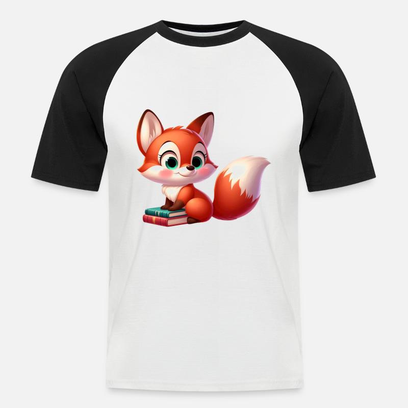 Fuchs 2 - Männer Baseball-T-Shirt - Weiß/Schwarz