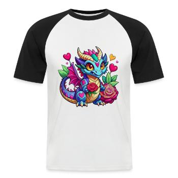 Colorful Dragon - Men's Baseball T-Shirt - white/black - Front - Nik (191cm)