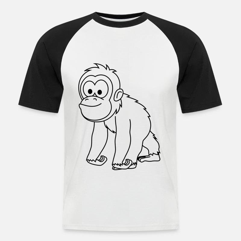 Orangutan monkey comic - Men's Baseball T-Shirt - white/black