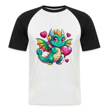 Colorful Dragon - Men's Baseball T-Shirt - white/black - Front - Nik (191cm)