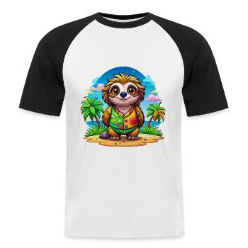 Paresseux mignon des vacances - T-shirt baseball manches courtes Homme - blanc/noir - Devant - Nik (191cm)