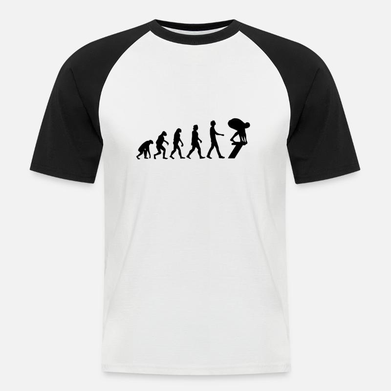 Schwimmer Evolution Schwimmen Geschenk - Männer Baseball-T-Shirt - Weiß/Schwarz