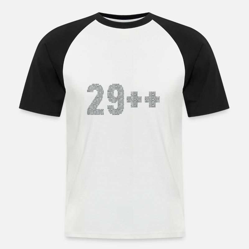 29++ Programmierer Softwareentwickler Coder 30. - Männer Baseball-T-Shirt - Weiß/Schwarz