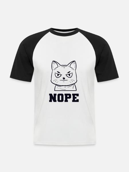Nope Miezekatze Kätzchen Hauskatze - Männer Baseball-T-Shirt - Weiß/Schwarz