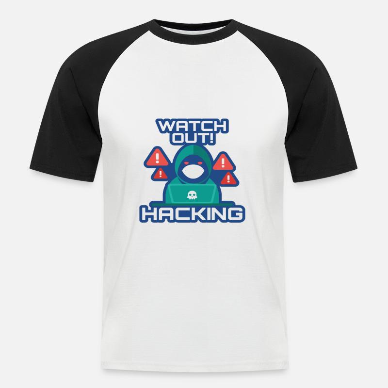 Watch Out Hacking Softwareingenieur Developer - Männer Baseball-T-Shirt - Weiß/Schwarz