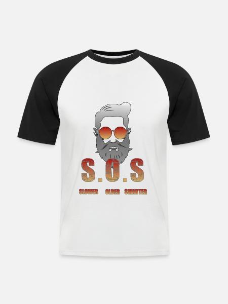 Best Smart Oldie - Männer Baseball-T-Shirt - Weiß/Schwarz