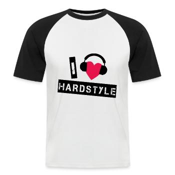 Hardstyle - Männer Baseball-T-Shirt - Weiß/Schwarz - Vorne - Nik (191cm)