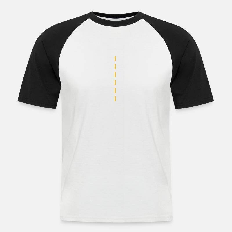 Strichellinie / dashed (1c) - Männer Baseball-T-Shirt - Weiß/Schwarz