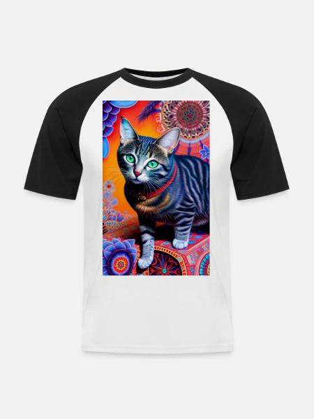 Wunderbare kurzhaarige Hauskatze - Männer Baseball-T-Shirt - Weiß/Schwarz