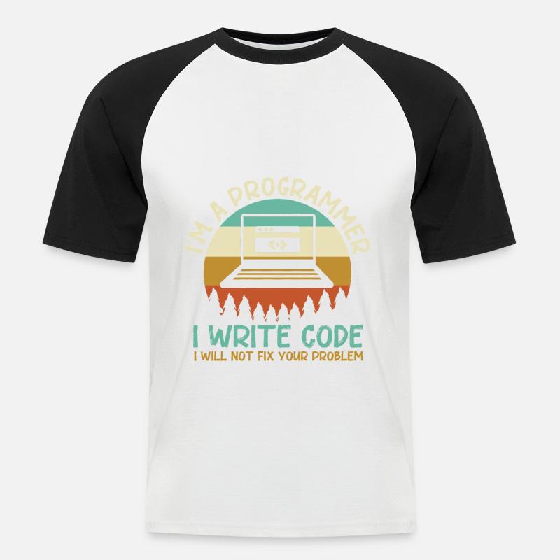 Programmeur Code Codage - T-shirt baseball manches courtes Homme - blanc/noir