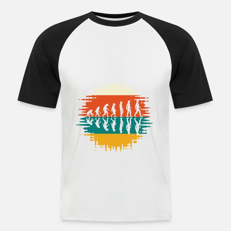 Evolution Mensch Geschichte Retro - Männer Baseball-T-Shirt - Weiß/Schwarz