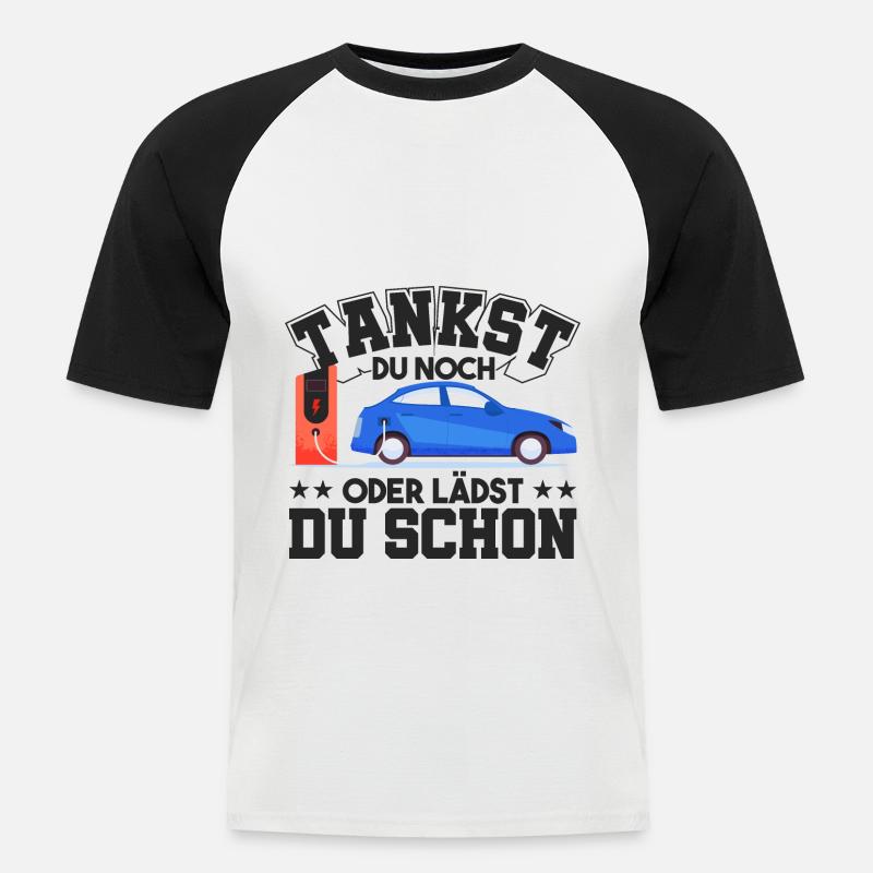 E-Auto Elektroauto - Männer Baseball-T-Shirt - Weiß/Schwarz