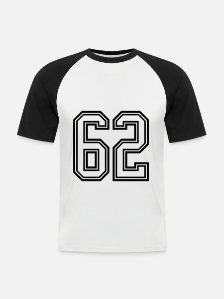 Symbole numérique 62 - T-shirt baseball manches courtes Homme - blanc/noir