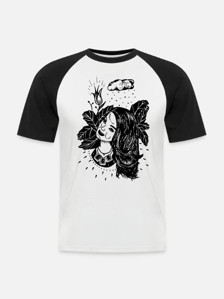 Frau Halskette - Männer Baseball-T-Shirt - Weiß/Schwarz