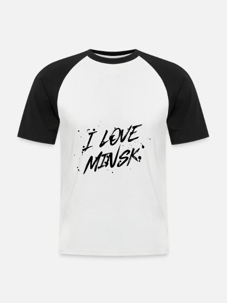 I Love Minsk - Männer Baseball-T-Shirt - Weiß/Schwarz