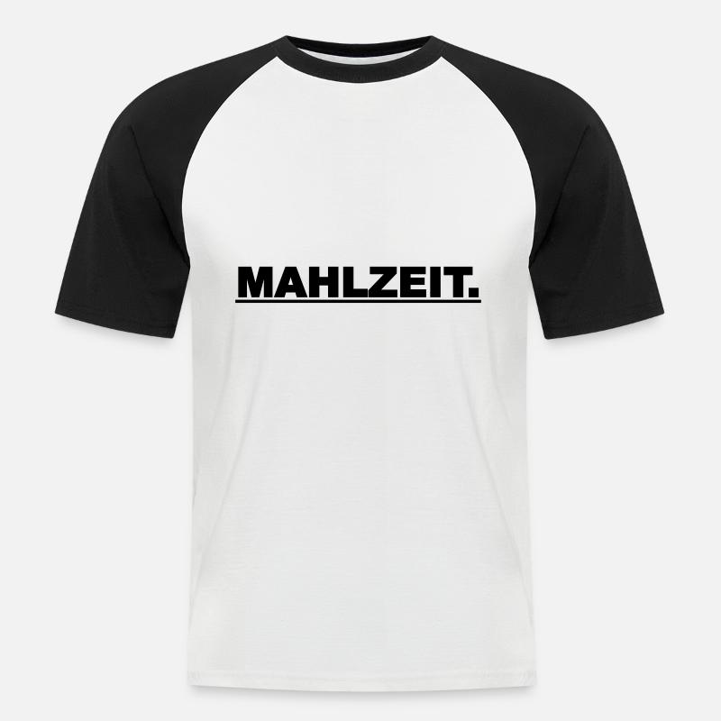 Mahlzeit - Männer Baseball-T-Shirt - Weiß/Schwarz