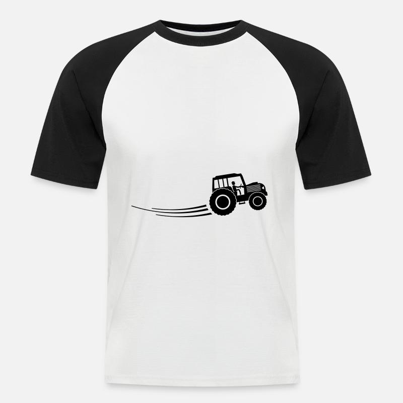 traktor farmer - Männer Baseball-T-Shirt - Weiß/Schwarz