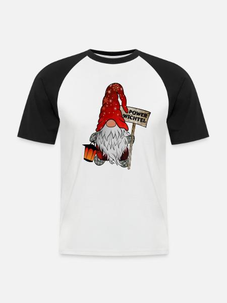 Power Wichtel Weihnachtsgnom - Männer Baseball-T-Shirt - Weiß/Schwarz