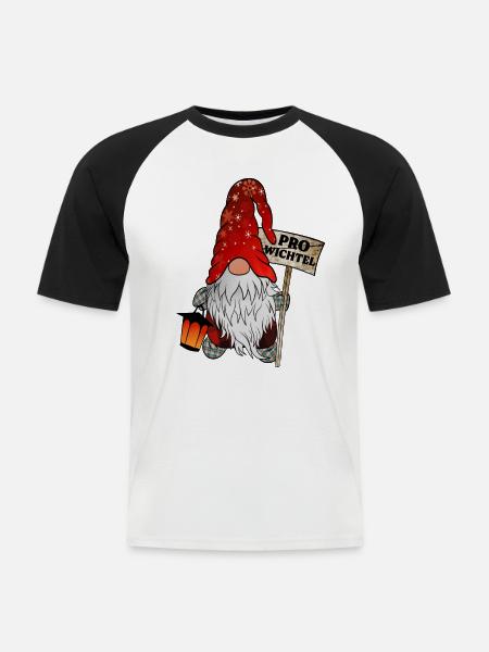 Pro Wichtel – Weihnachtsgnom - Männer Baseball-T-Shirt - Weiß/Schwarz