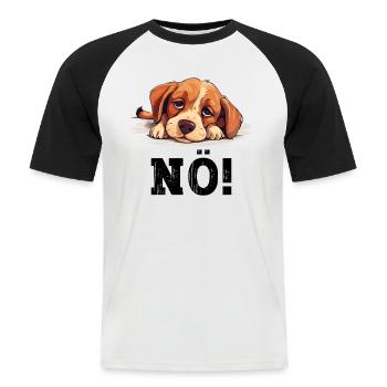 Hund Nö Einfach Nö No Nein Hündchen Lustig Spruch - Männer Baseball-T-Shirt - Weiß/Schwarz - Vorne - Nik (191cm)